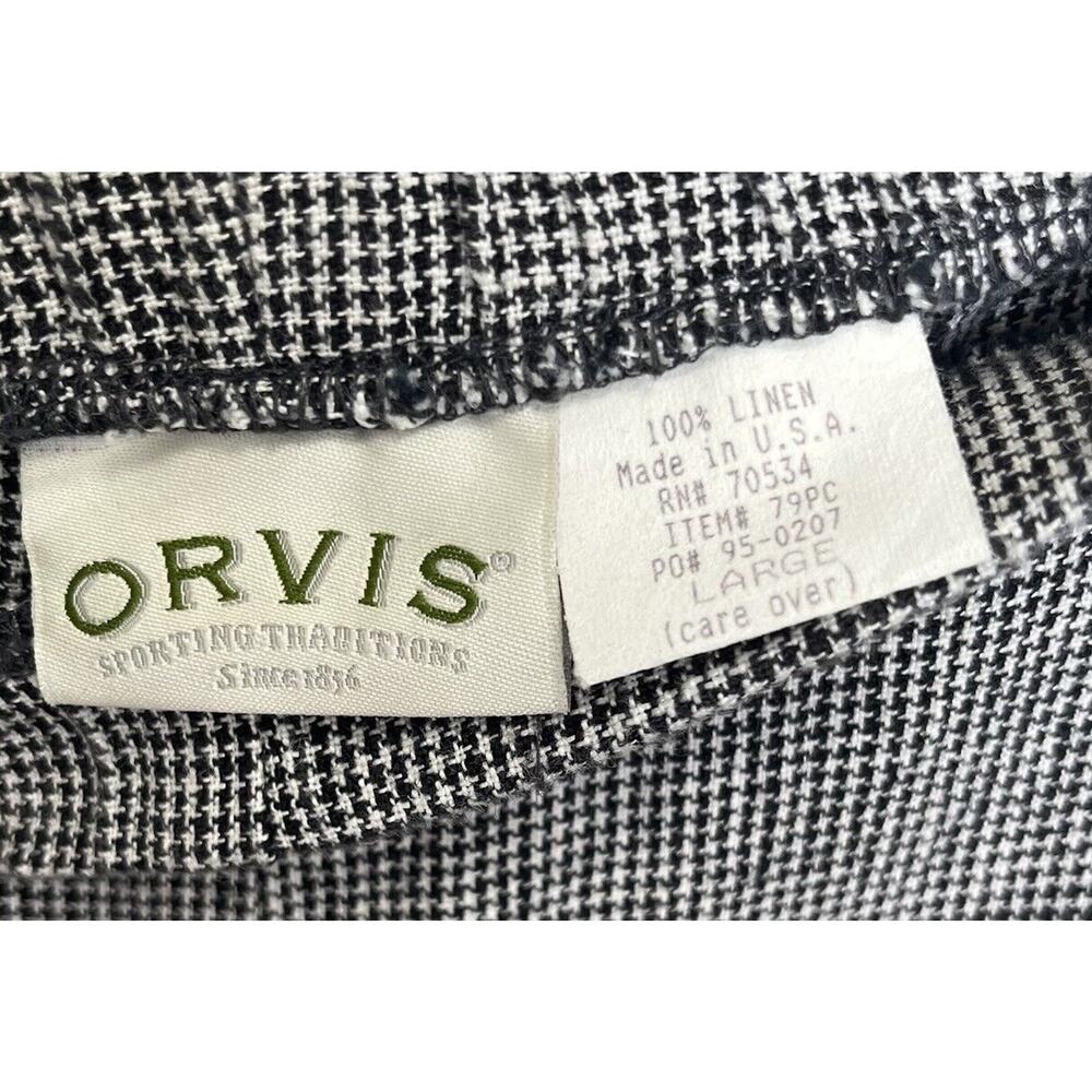 Orvis | 100% Linen Houndstooth Pull On Wide Leg Cropped Pants Size Large Black - Picture 4 of 5